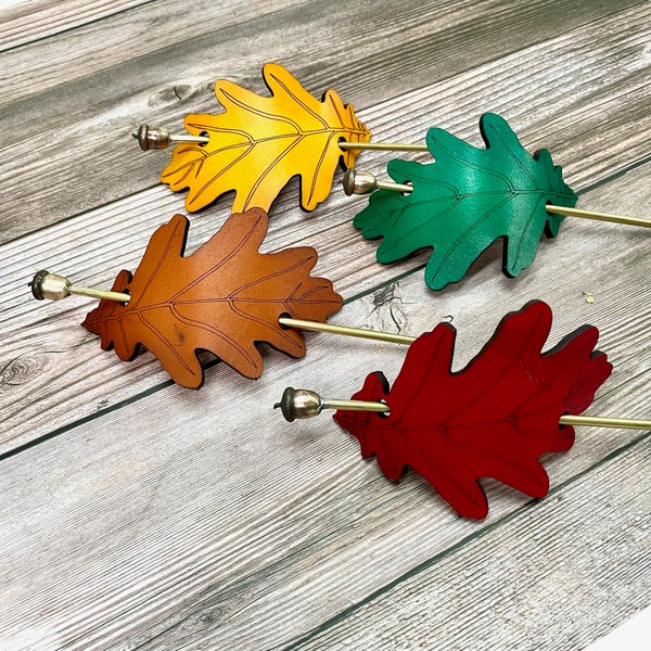 Oak Leaf Hair Pin | Acorn | Oak | Hair Stick | Hair Pin | Brass | Hair Barrette | Ren Faire | Fairy Hair | Fae Accessory | Hair Fork