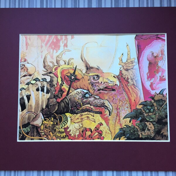 Vintage Original 1982 The Dark Crystal Skeksis Matted Print