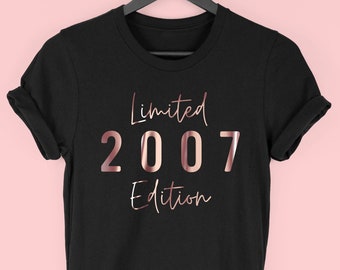 16th Birthday Shirt for Girls, Sweet 16 Gift, Limited Edition 2007 T-Shirt, Sixteenth Birthday Gift, 2007 Script, By Mr Porkys™