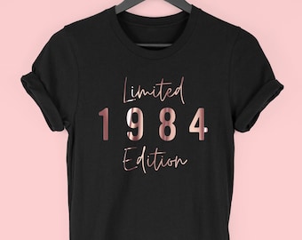40th Birthday T-Shirt for Women, 1984 T-Shirt, 40th Birthday Gift for Women, Limited Edition 1984 Top for Her, 1984 Script, By Mr Porkys™