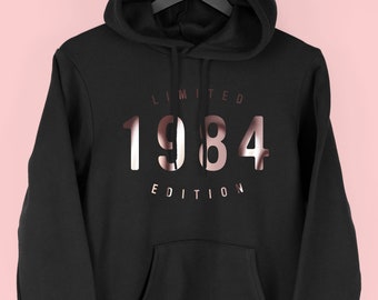 Limited Edition 1984 Hoodie, 40th Birthday Gift Hoodie, 40th Birthday Hoodie Women, 1984 Hoody for Her, By Mr Porkys ™