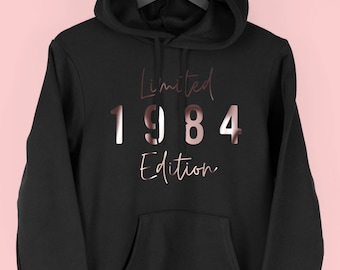 40th Birthday Gift Hoodie, Limited Edition 1984 Hoodie, 40th Birthday Hoodie Women, 1984 Hoody for Her, 1984 Script, By Mr Porkys™