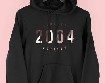 20th Birthday Girl Hoodie, Hoody for 20th Birthday, Limited Edition 2004 Hoodie, Twentieth Birthday Gift, By Mr Porkys™