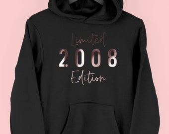 16th Birthday Girl Hoodie, Sweet 16 Birthday Gift, Limited Edition 2008 Hoodie, Hoody for 16th Birthday, 2008 Script, By Mr Porkys™