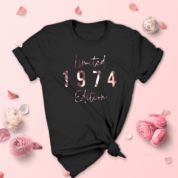 50th Birthday T-Shirt for Women in 2024, 1974 T-Shirt, 50th Birthday Gift for Women, Limited Edition 1974 Top for Her, 1974 Script