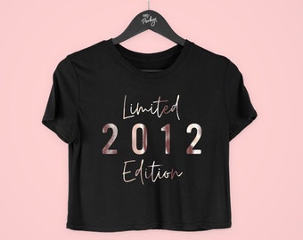 12th Birthday Girl Crop Top, 12th Birthday TShirt, 12th Birthday Gifts, 12th Birthday Cropped T-Shirt, Limited Edition 2012 Script