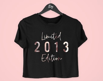 11th Birthday Girl Crop Top, 11th Birthday TShirt, 11th Birthday Gifts, 11th Birthday Cropped T-Shirt, Limited Edition 2013 Script