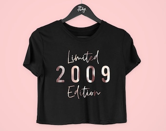15th Birthday Girl Crop Top, 15th Birthday Gifts, 15th Birthday T-Shirt, 15th Birthday Cropped T-Shirt, Limited Edition 2009 Script