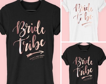 Bride Tribe Hen Party T Shirts, Bride To Be Hen Party Tops, Rose Gold Hen Do Tops, Classy Hen Weekend T Shirts, Bachelorette Party Shirts