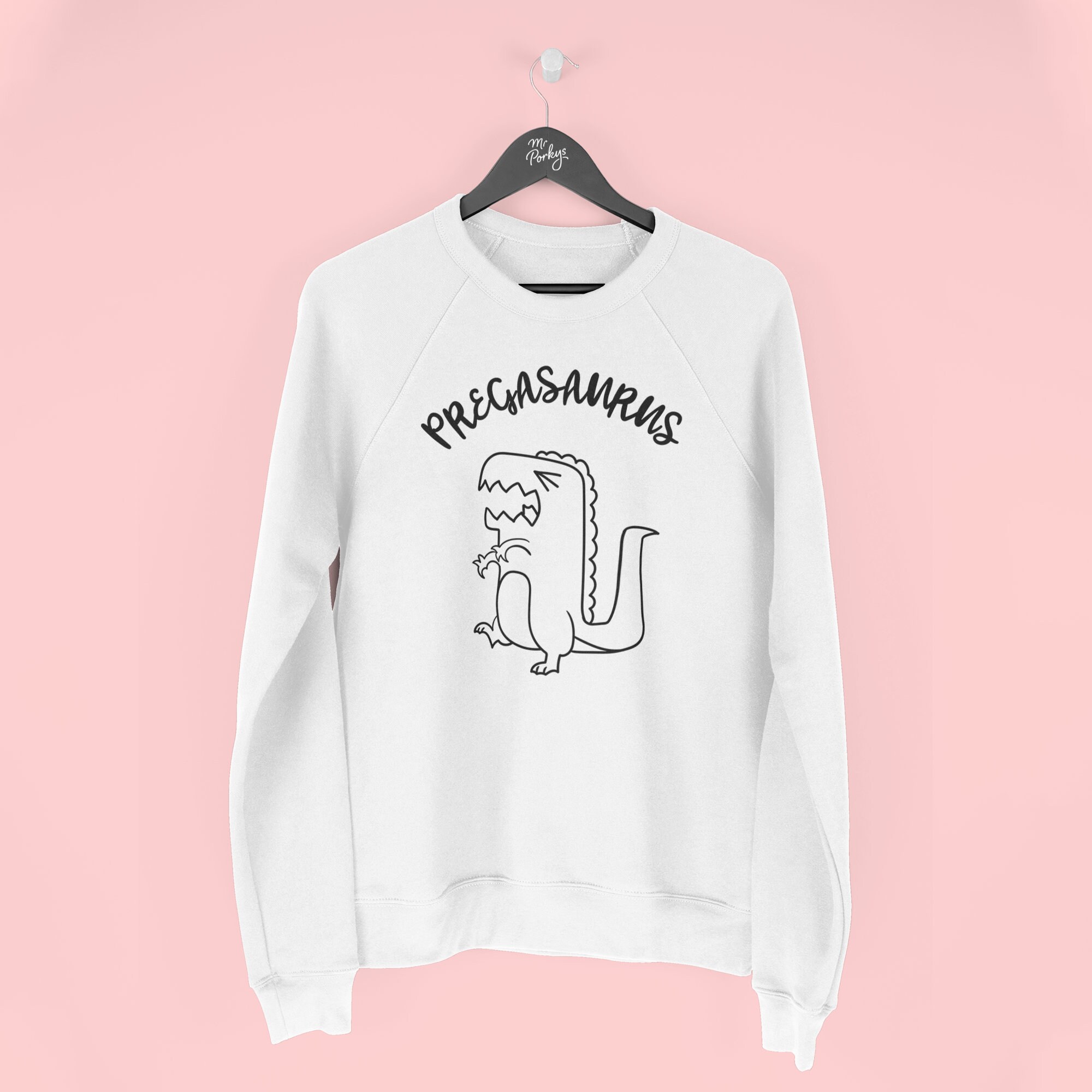 Pregasaurus Pregnancy Sweatshirt, Rex Funny Pregnant Jumper