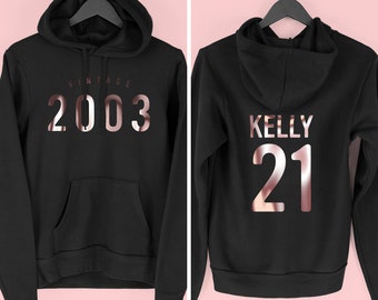 21st Birthday Hoodie for Women for 2024, 2003 Hoodie, 21st Birthday Gift for Women, Vintage 2003 Hoody for Her, By Mr Porkys™