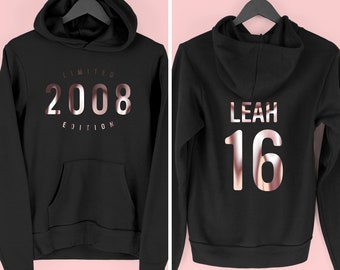 16th Birthday Girl Hoodie, Sweet 16 Birthday Gift, Limited Edition 2008 Hoodie, Hoody for 16th Birthday, By Mr Porkys™