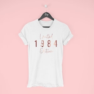 40th Birthday T-Shirt for Women, 1984 T-Shirt, 40th Birthday Gift for Women, Limited Edition 1984 Top for Her, 1984 Script, By Mr Porkys™ image 6