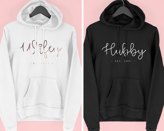 Wifey and Hubby Hoodies Honeymoon Hoodies for Couples Newlywed