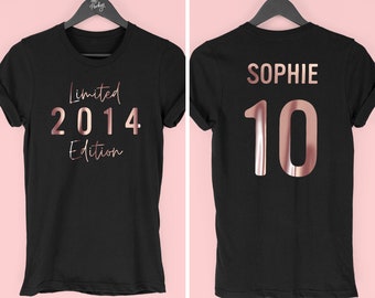 10th Birthday Girl Shirt for 2024, 10th Birthday TShirt, 10th Birthday Gifts, 13th Birthday Limited Edition 2014 Script, By Mr Porkys™