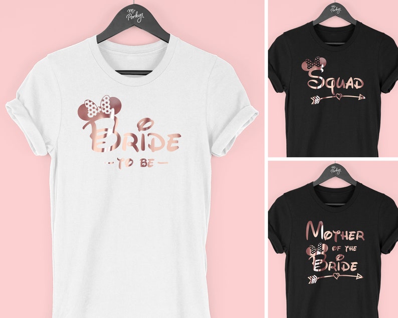 Disney Bride Squad, Hen Party Shirts, Bride & Bridesmaid Disney Hen Do T Shirts, By Mr Porkys™ 