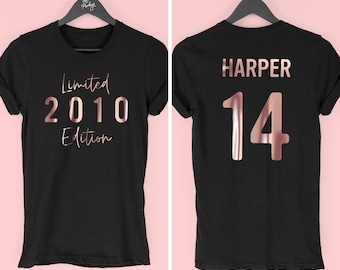 14th Birthday TShirt for Girls in 2024, 14th Birthday Gifts, Limited Edition 2010 T-Shirt, 14th Birthday Limited Edition 2010 Script