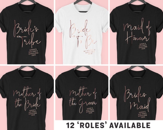 bride tribe shirts rose gold