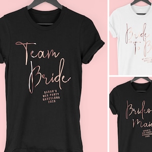 Rose Gold Team Bride Hen Party T Shirts, Hen Party T Shirts, Team Bride Themed Hen Tops, Team Bride Shirts, Bachelorette Party by Mr Porkys™