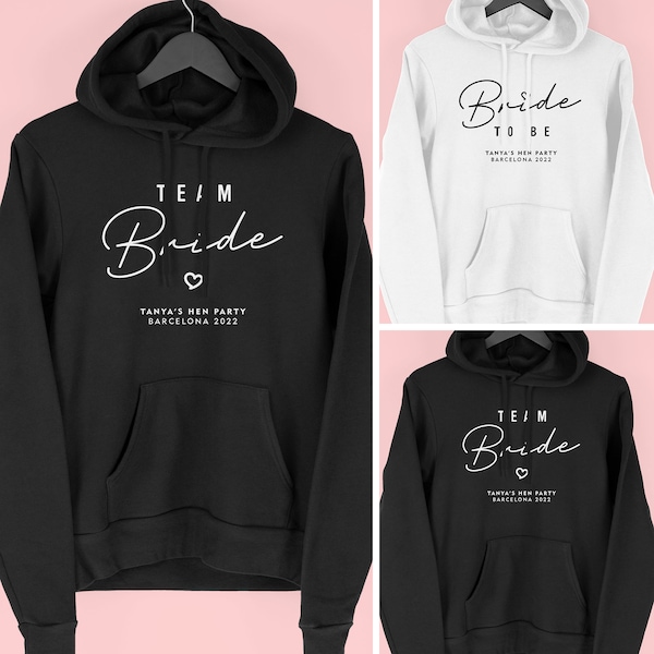 Team Bride Hen Party Hoodies, Hen Do Role Hoodies, Bride To Be Hoodie, Bachelorette Party Hoodies