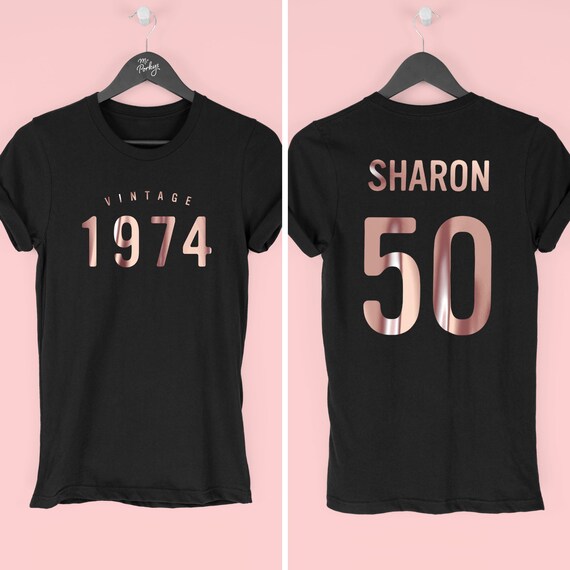 MrPorkysHenShop 50th Birthday T Shirt for Women in 2024 1974 T Shirt 50th Birthday Gift for Women Vintage 1974 Top for Her by Mr Porkys