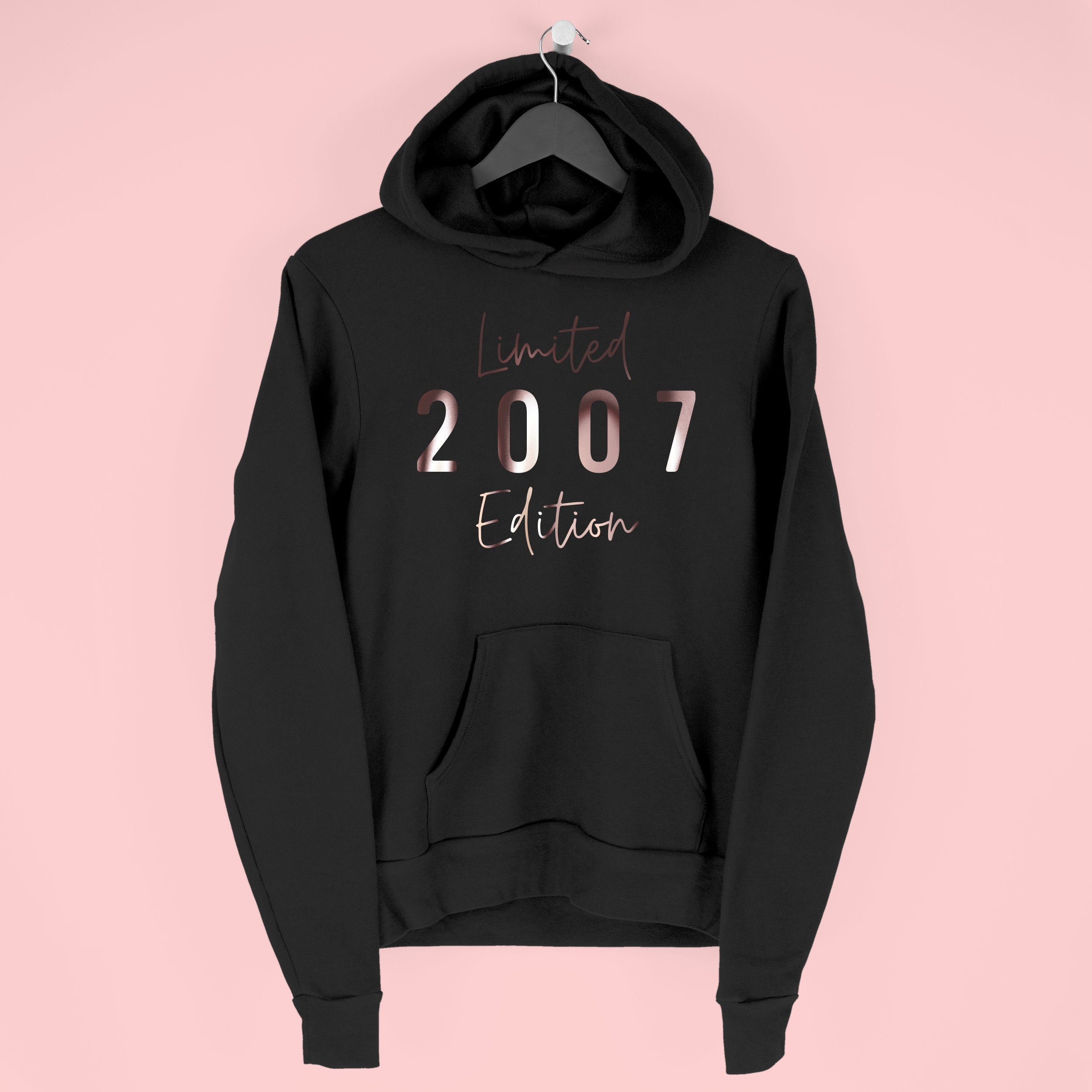 16Th Birthday Girl Hoodie, Sweet 16 Gift, Limited Edition 2007 Hoody For Birthday, Script, By Mr Porkys