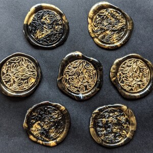 Black and Gold Mix Wax Seal Floral Stamp Pre-Made Self-Adhesive Wedding Stationery Envelope