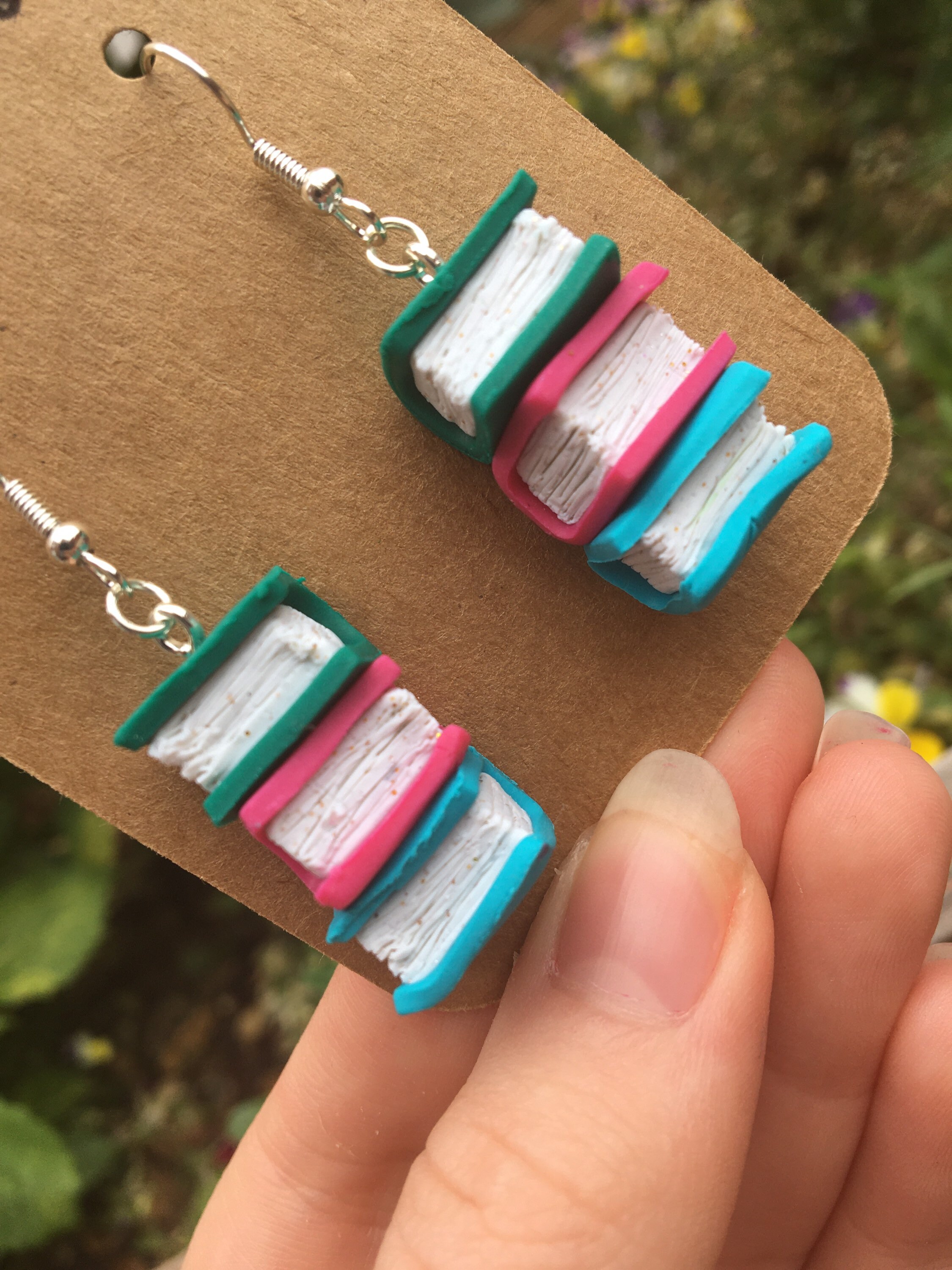 Book earrings funky earrings polymer clay earrings Etsy