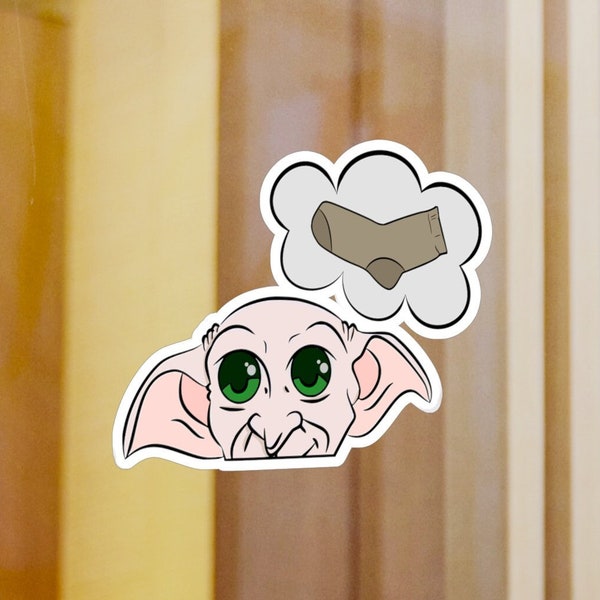 Dobby the House Elf peeker sticker.  Show off your love for the wizarding world with this adorable, vinyl HP Fandom peeker sticker.