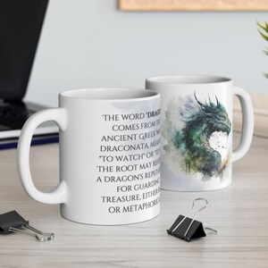 Dragon 11oz Ceramic Mug - Mythical Creatures Fantasy Decor Coffee Cup, Gift for Dragon Lovers, Magical Creature Tea Mug, Fantasy Kitchen