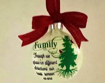 Family Ornament - Christmas Family Ornament - Family Cardinal Ornament - Family Christmas Glittered Ornament - Personalized Family Ornament