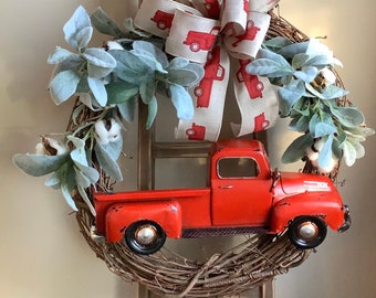 Buffalo Check Wreath, Year Round Wreath, Farmhouse Wreath, Buffalo Plaid Wreath, Front Door Wreath, Farmhouse Truck Wreath, Spring Farmhouse