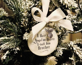 Brother Memorial Ornament, Brother Sympathy Gift, Brother Sympathy Ornament, Brother Memorial Ornament Angel in Heaven, Bauble Remembering