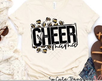 Cheer Mama LEOPARD DTF transfer, high heat, t-shirt transfer--NOT a digital file-- Cheer  , E-4