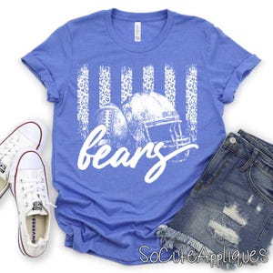 BEARS football leopard stripes school spirit DTF Transfer, Pick Your Color, Cheer, Football mom