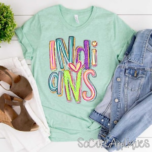 INDIANS back to school, t-shirt transfer, teacher transfer, Spirit wear transfer, mascot transfer, N0T a digital file, Ready to Press
