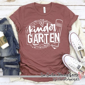 Kindergarten PENCIL CIRCLE screen print transfer, t-shirt transfer--NOT a digital file-- teacher transfer, school screen print B-136