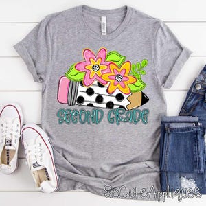 SECOND grade transfer, t-shirt transfer, 2nd grade, back to school DTF transfer, Teacher transfer, N0T a digital file, Ready to Press