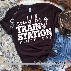 Could be a train station kinda day screen print transfer, t-shirt transfer--NOT a digital file-- funny screen print J-7