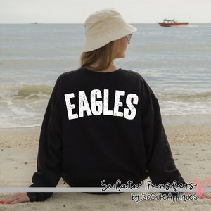 Eagles ARCHED screen print transfer, white, t-shirt transfer--NOT a digital file-- W-7