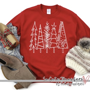Christmas trees screen print transfer, t-shirt transfer, --NOT a digital file--, Christmas transfer, B-31