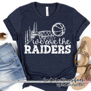 Raiders BASKETBALL screen print transfer, WHITE, t-shirt transfer--NOT a digital file-- sports transfer X-32
