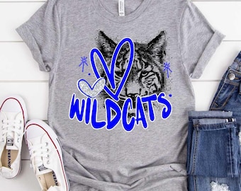 Wildcats Mascot DTF Transfer, Custom Colors, Ready to Press