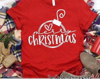 Merry Christmas Ornament Screen Print Transfer, T-Shirt Heat Press