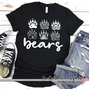 Bears MULTI PAWPRINT screen print transfer, t-shirt transfer, --NOT a digital file--, sports screen print, mom transfer W-154