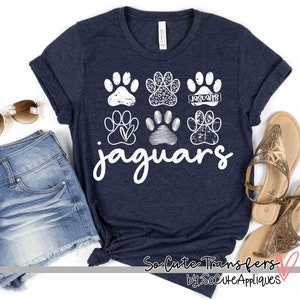 Jaguars MULTI PAW screen print transfer, white, t-shirt transfer--NOT a digital file-- Team Prints W-48