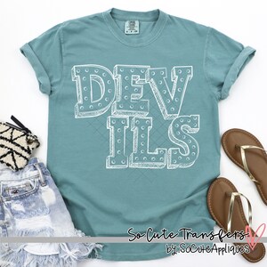 Devils MARQUEE screen print transfer, t-shirt transfer, --NOT a digital file--, sports screen print, mom transfer W-127