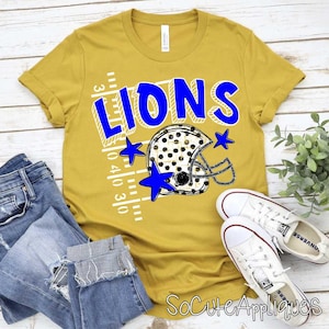 LIONS football Mascot transfer, you pick color DTF transfer, football mom, football transfer, N0T a digital file, Ready to Press
