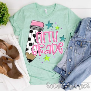 FIFTH grade transfer, t-shirt transfer, 5th grade, back to school DTF transfer, Teacher transfer, N0T a digital file, Ready to Press