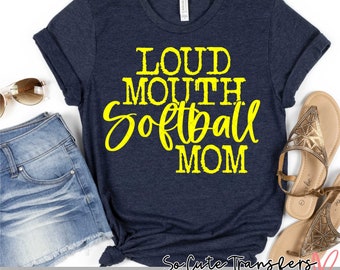 Loudmouth Softball Mom DTF transfer, Yellow Ink